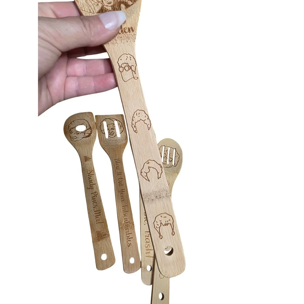 Golden Girls‎ Bamboo Kitchen Cooking Spoon Set 6 Utensils